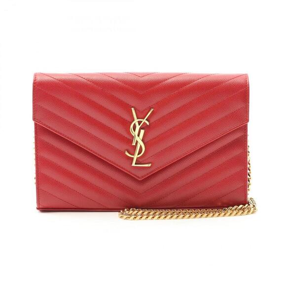 YVES SAINT LAURENT Red Leather Shoulder Bag - Picture 1 of 9